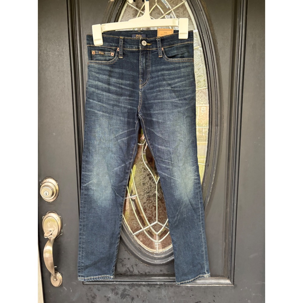 Polo Ralph Lauren Boys Sullivan Slim Dark Wash Low Stretch Jeans Size 12 NEW